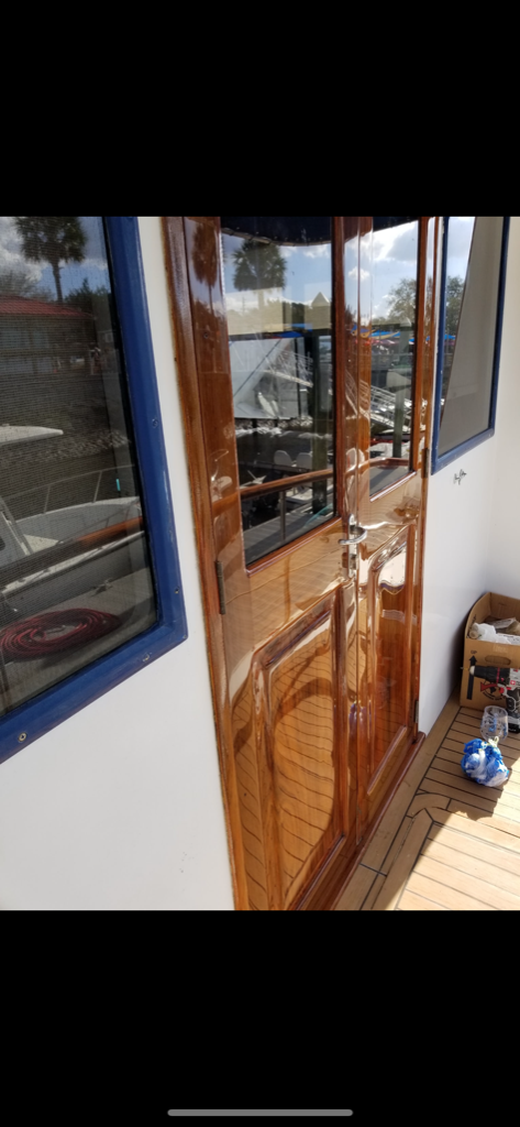 Custom yacht doors after refinishing