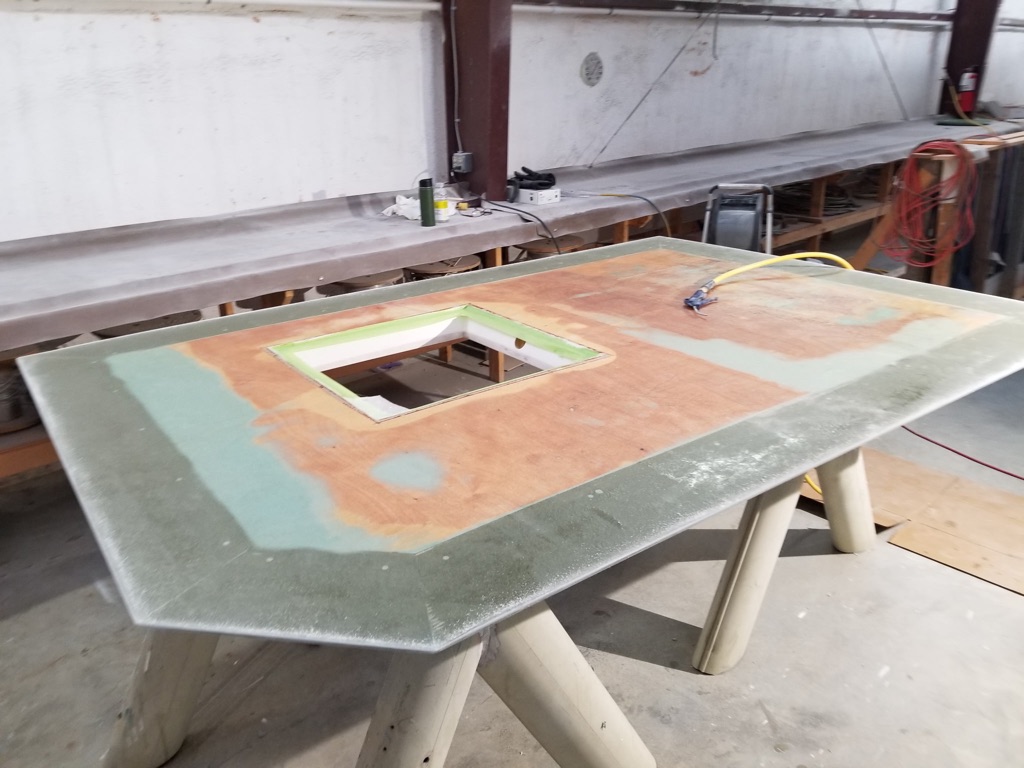 Fiberglass deck repair preparation