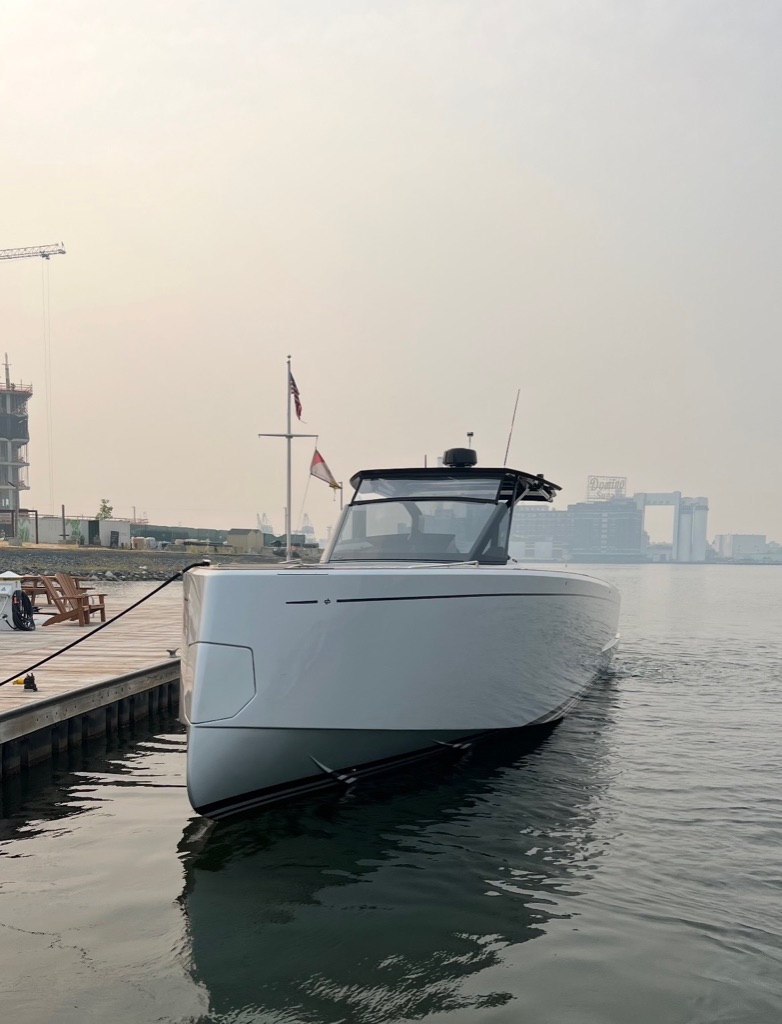 Luxury yacht docked at Annapolis marina